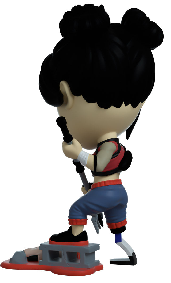 Figurine of Amy a character with black hair and red outfit , From dead Island 2