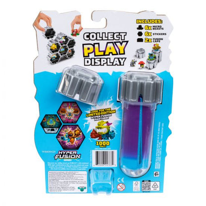 Toy packaging with a clear container and colorful labels on a white background