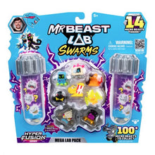MrBeast Lab Swarms toy packaging with micro beasts and packaging details.