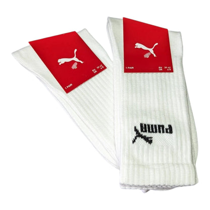2 pairs of Puma cotton crew sports socks in white, size UK 6-8. Soft, breathable & durable - ideal for sports or everyday wear. Shop at New, Used and More!