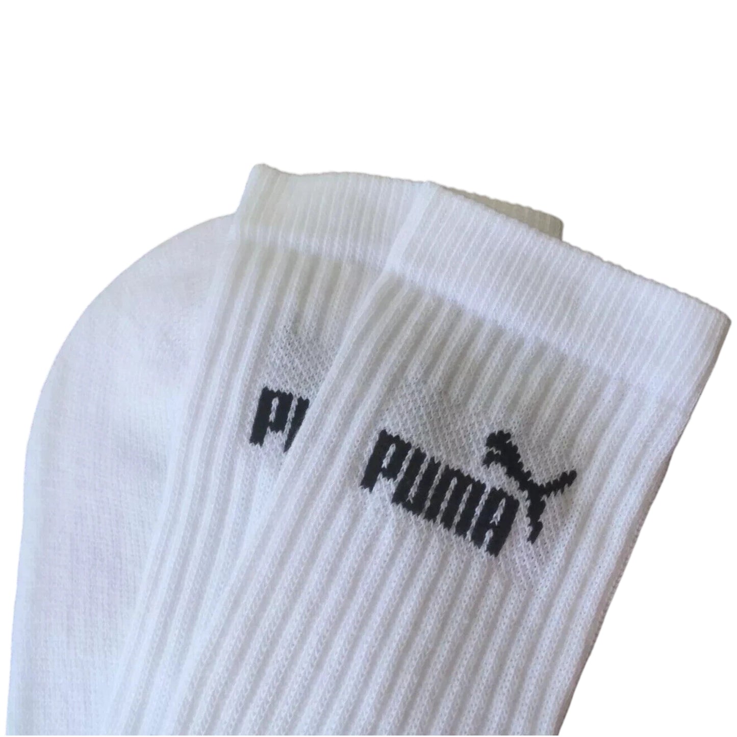2 pairs of Puma cotton crew sports socks in white, size UK 6-8. Soft, breathable & durable - ideal for sports or everyday wear. Shop at New, Used and More!