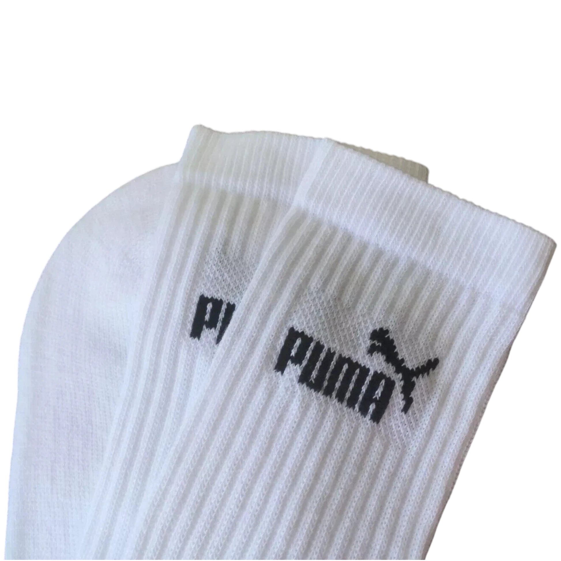 2 pairs of Puma cotton crew sports socks in white, size UK 6-8. Soft, breathable & durable - ideal for sports or everyday wear. Shop at New, Used and More!