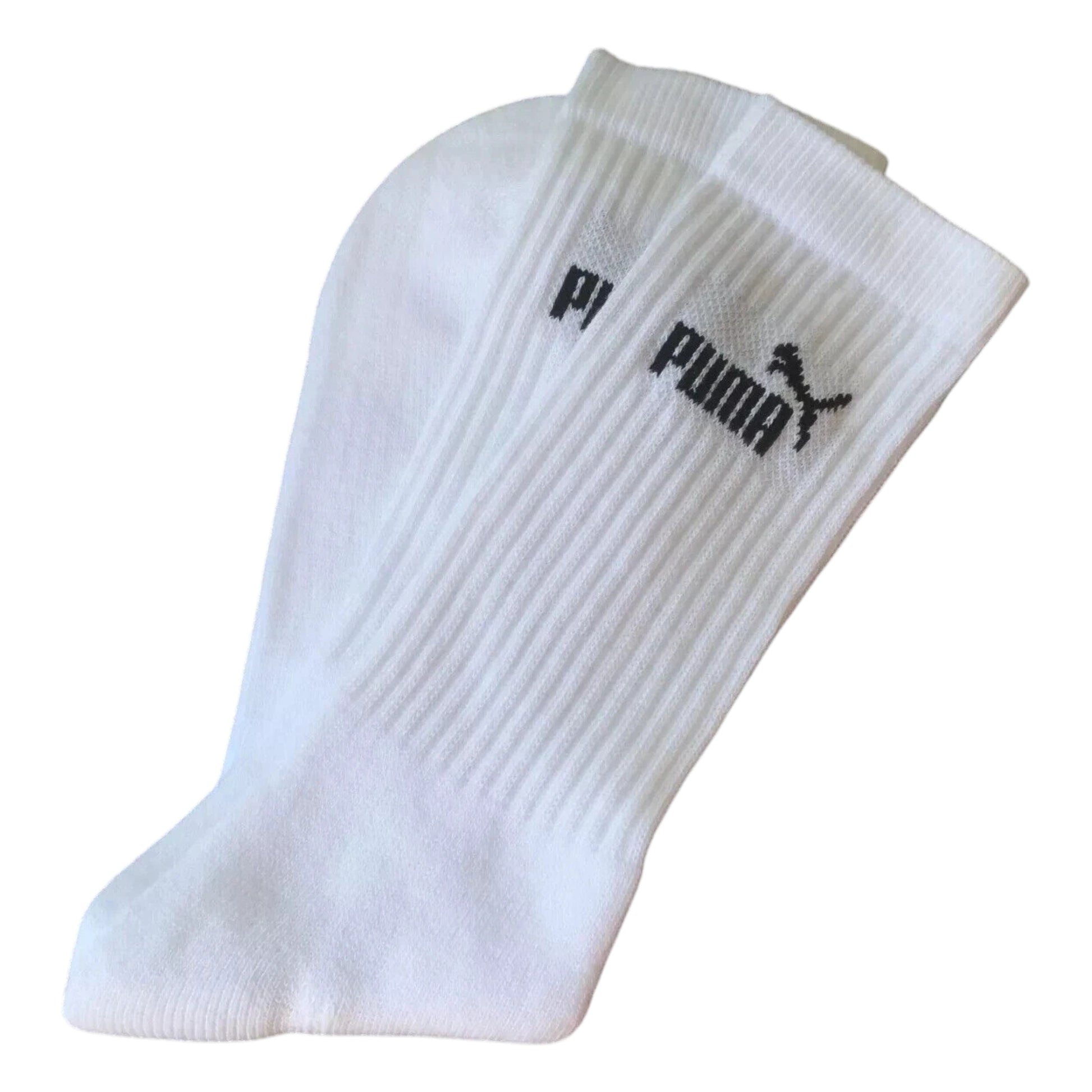 2 pairs of Puma cotton crew sports socks in white, size UK 6-8. Soft, breathable & durable - ideal for sports or everyday wear. Shop at New, Used and More!