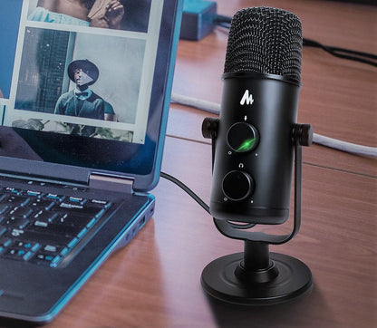 Maono USB-C Desktop Condenser Cardioid Omnidirectional Microphone with Headphone Jack