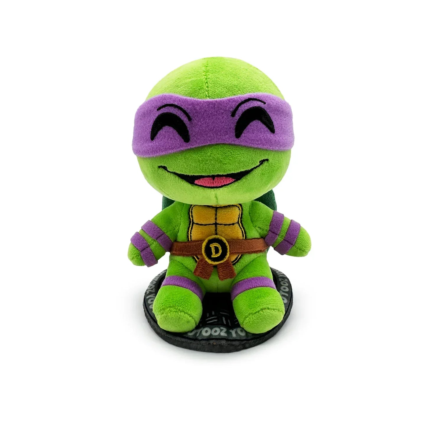 TMNT Green plush toy with purple mask on a white background