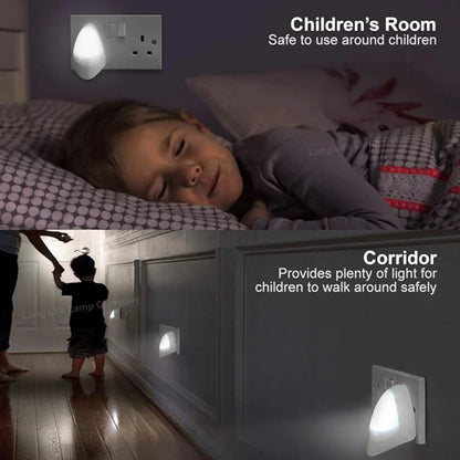 2x LED plug-in night lights with UK 3-pin and dusk-to-dawn auto sensor. Soft white glow, energy-efficient & perfect for kids’ rooms. Shop at New, Used and More!