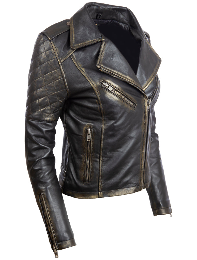 Women's Biker Jacket - Gold
