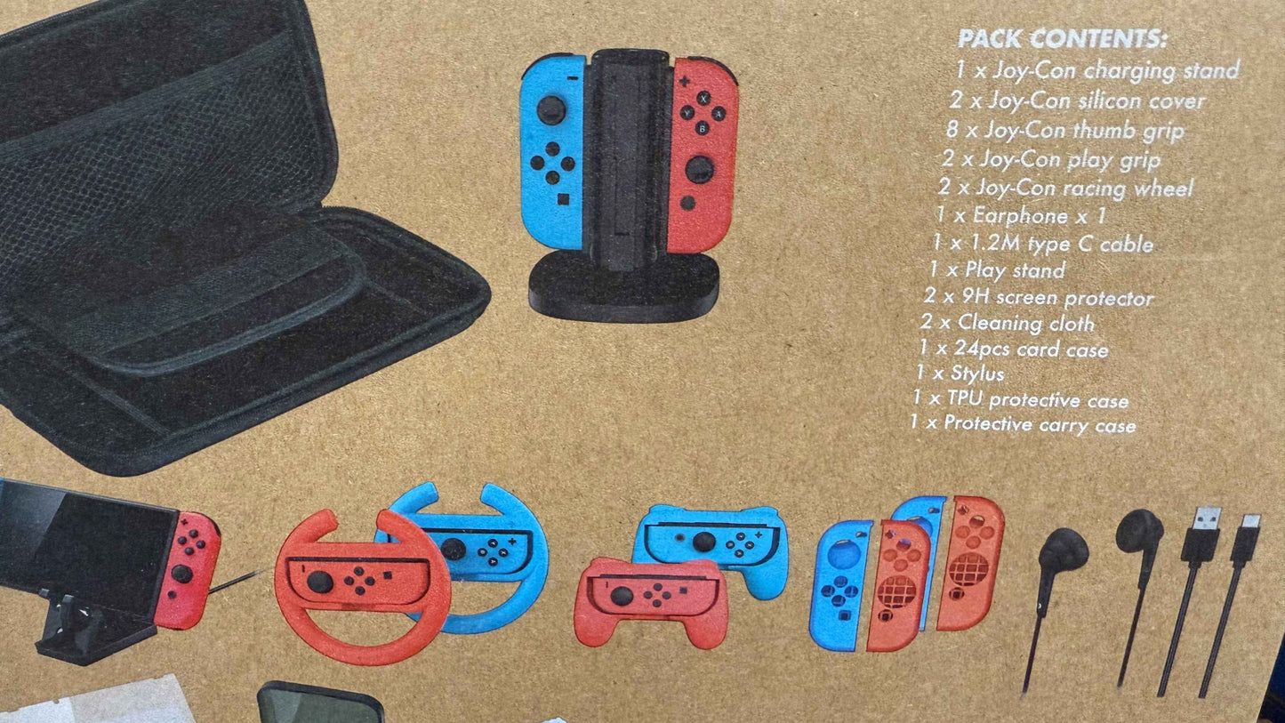 Nintendo Switch 24-In-1 Mega Bundle - Charging Stand Case Wheels & More
