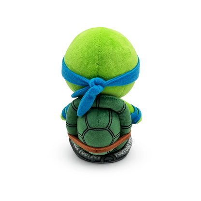 TMNT Plush toy turtle with blue headband on a white background