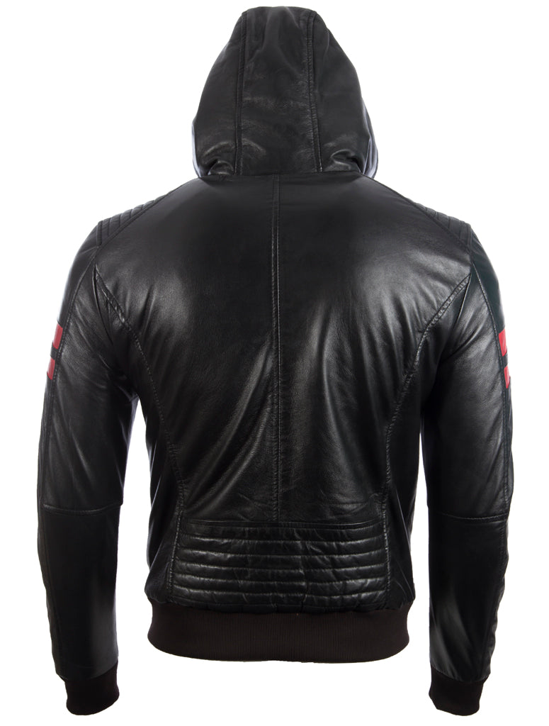 Men's Hooded Bomber Jacket - Black