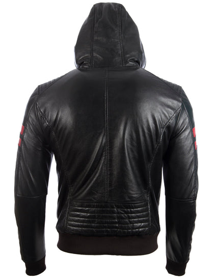 Men's Hooded Bomber Jacket - Black