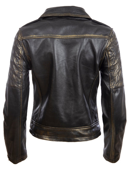 Women's Biker Jacket - Gold