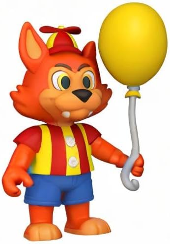 Balloon Foxy from Five Nights at Freddy's character in a red outfit with a yellow balloon on a white background