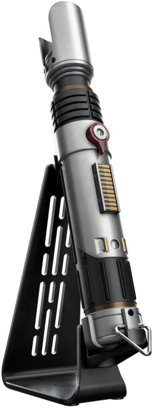 Star Wars lightsaber with stand on a white background