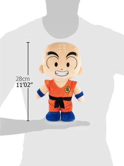 Plush toy Krillin Dragon Ball with measurements on a mannequin arm