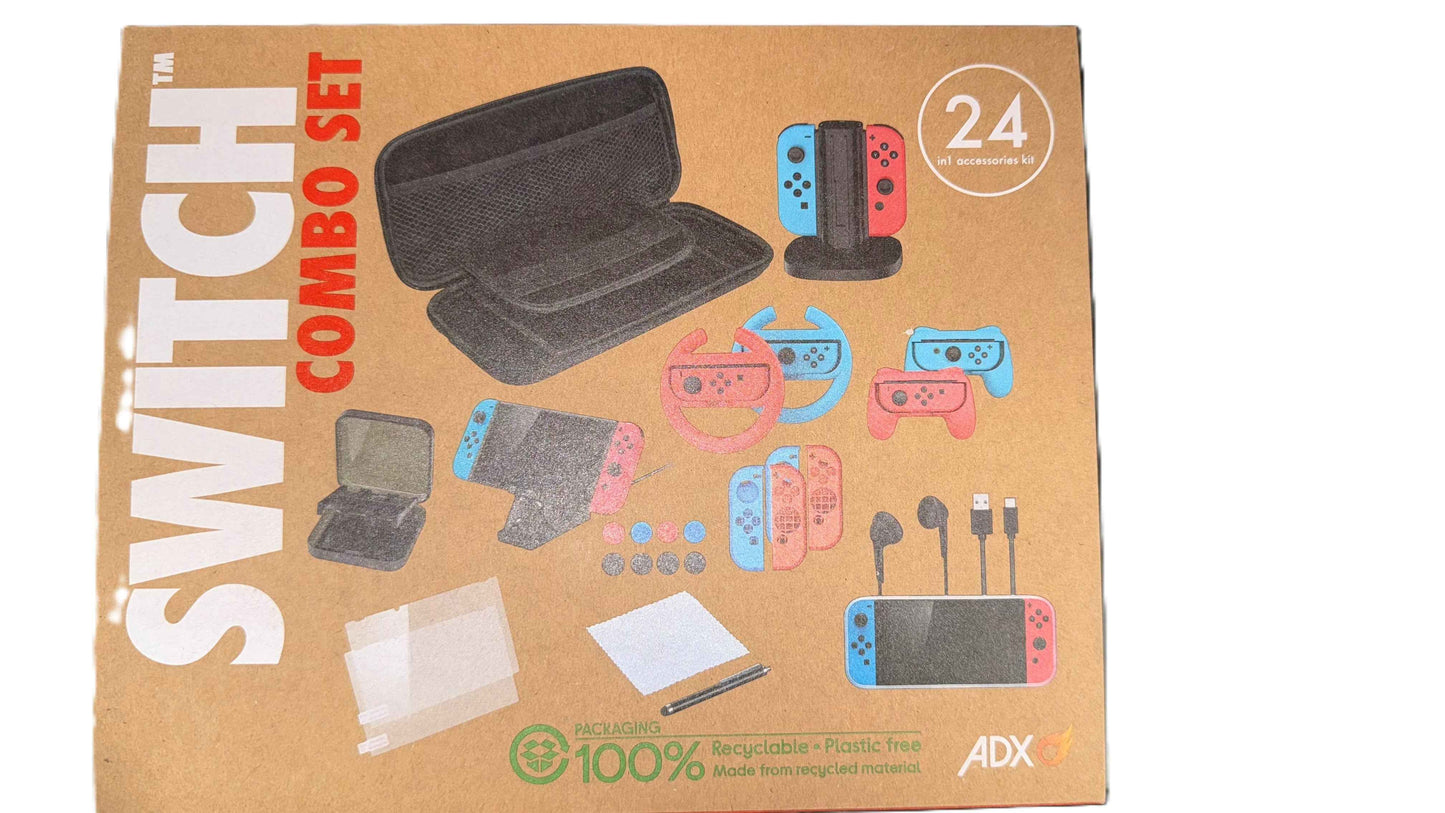 Nintendo Switch 24-In-1 Mega Bundle - Charging Stand Case Wheels & More