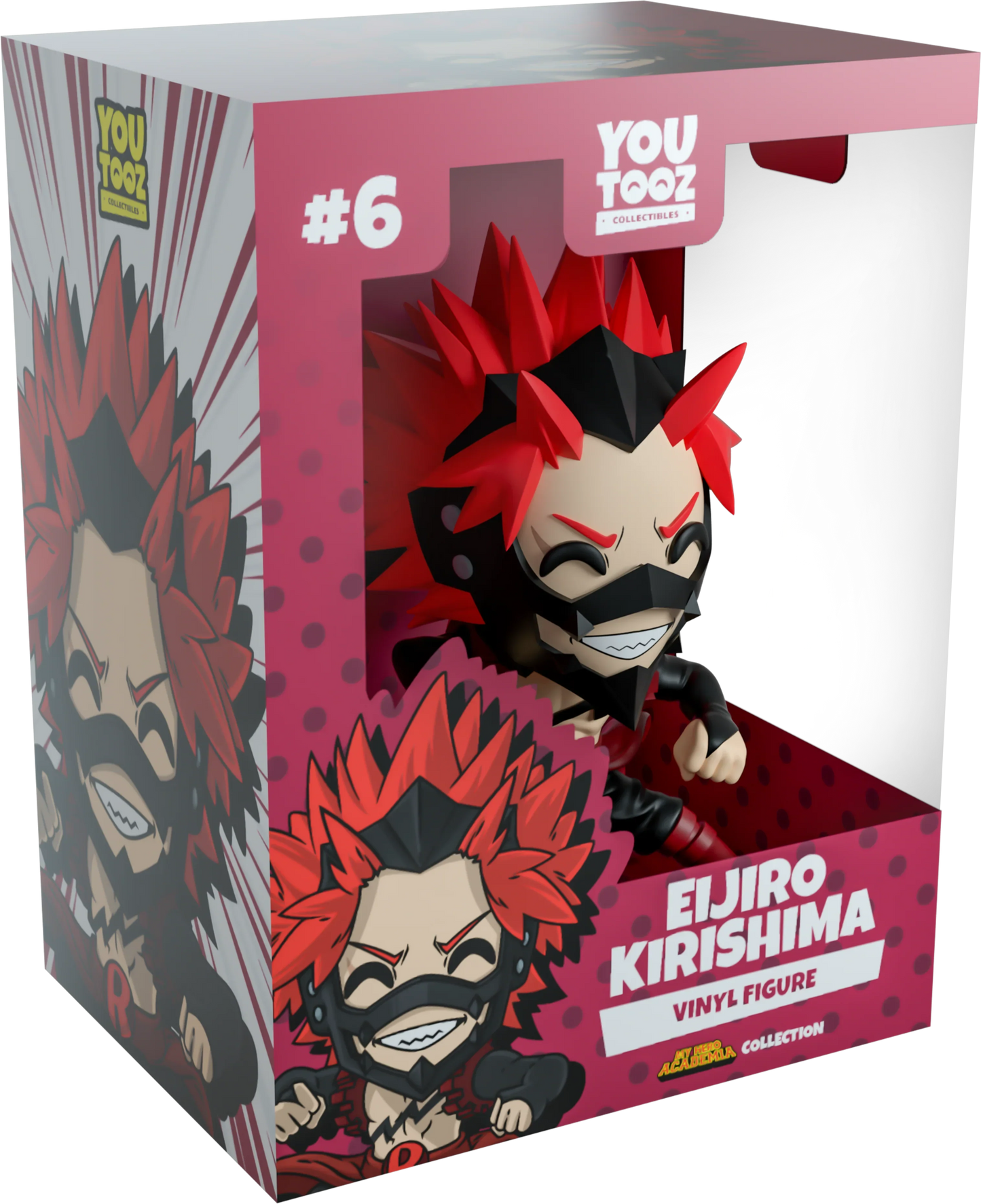 Vinyl figure of Eijiro Kirishima in a YouTooz box with red and black hair and a mask.