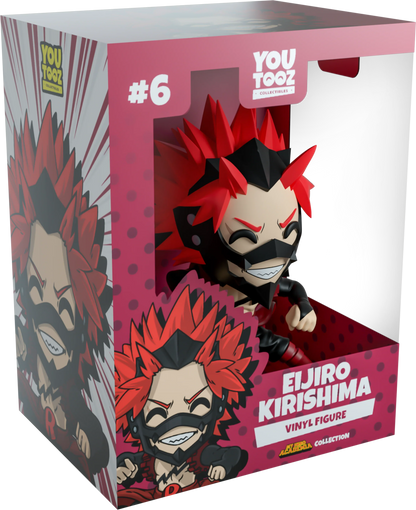 Vinyl figure of Eijiro Kirishima in a YouTooz box with red and black hair and a mask.