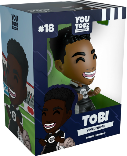 Boxed vinyl figure of a character named Tobi with 'YouTooz' branding. Sidemen FC