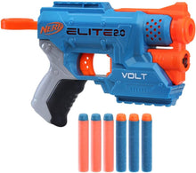 Nerf Elite 2.0 Volt toy gun with darts on a white background