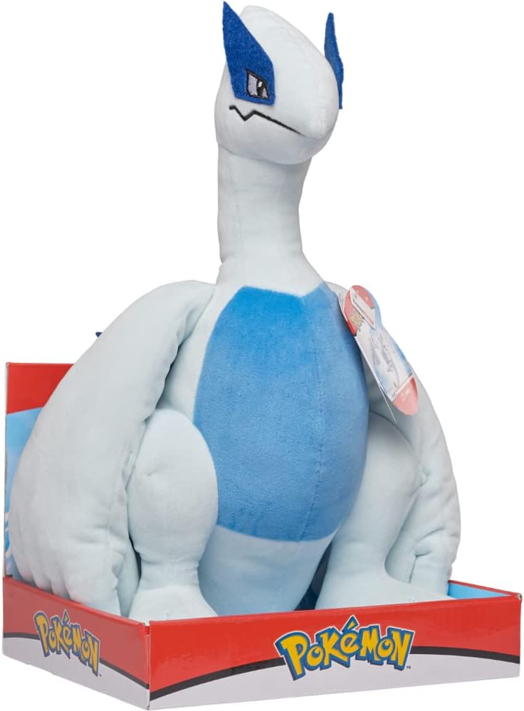Plush toy of a Pokémon character Lugia in packaging with visible branding