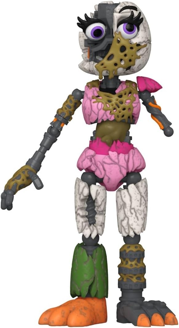 Colorful action figure of Ruined Chica from Five Nights at Freddy's on a white background