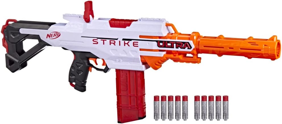 Nerf Strike Ultra blaster with darts on a white background