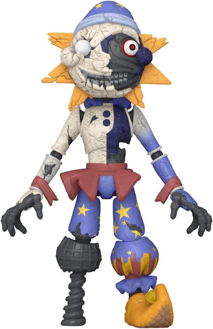 Five Nights at Freddy's Eclipse with a blue hat and colorful outfit on a white background