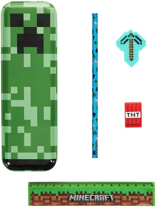 Minecraft-themed phone case with pixelated design, including a creeper face and TNT block.