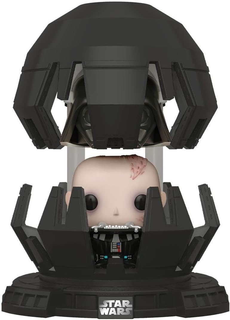 Funko Pop! vinyl figure of a character Darth Vader from Star Wars in a black containment pod on a white background.