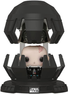 Funko Pop! vinyl figure of a character Darth Vader from Star Wars in a black containment pod on a white background.