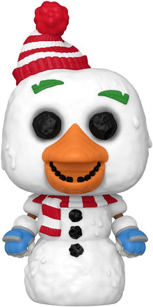 Funko Pop! vinyl figure of  Snow Chica  with a red hat and striped scarf on a white background