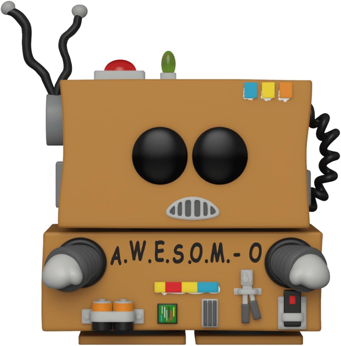 Toy robot with 'A.W.E.S.O.M.-O' on a white background