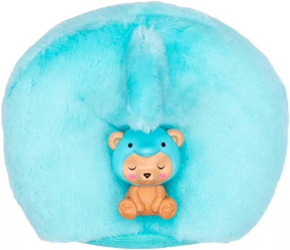 Blue plush toy with a lion design on a white background