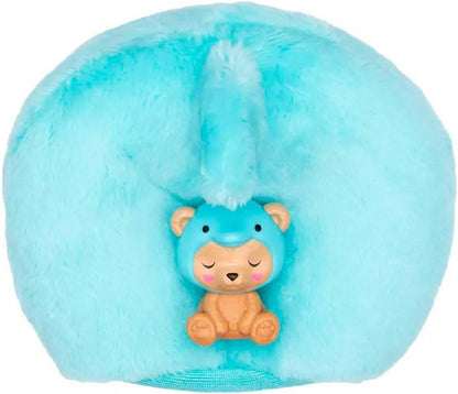 Blue plush toy with a lion design on a white background