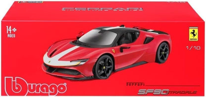 Ferrari model car toy on a red box with Bburago branding