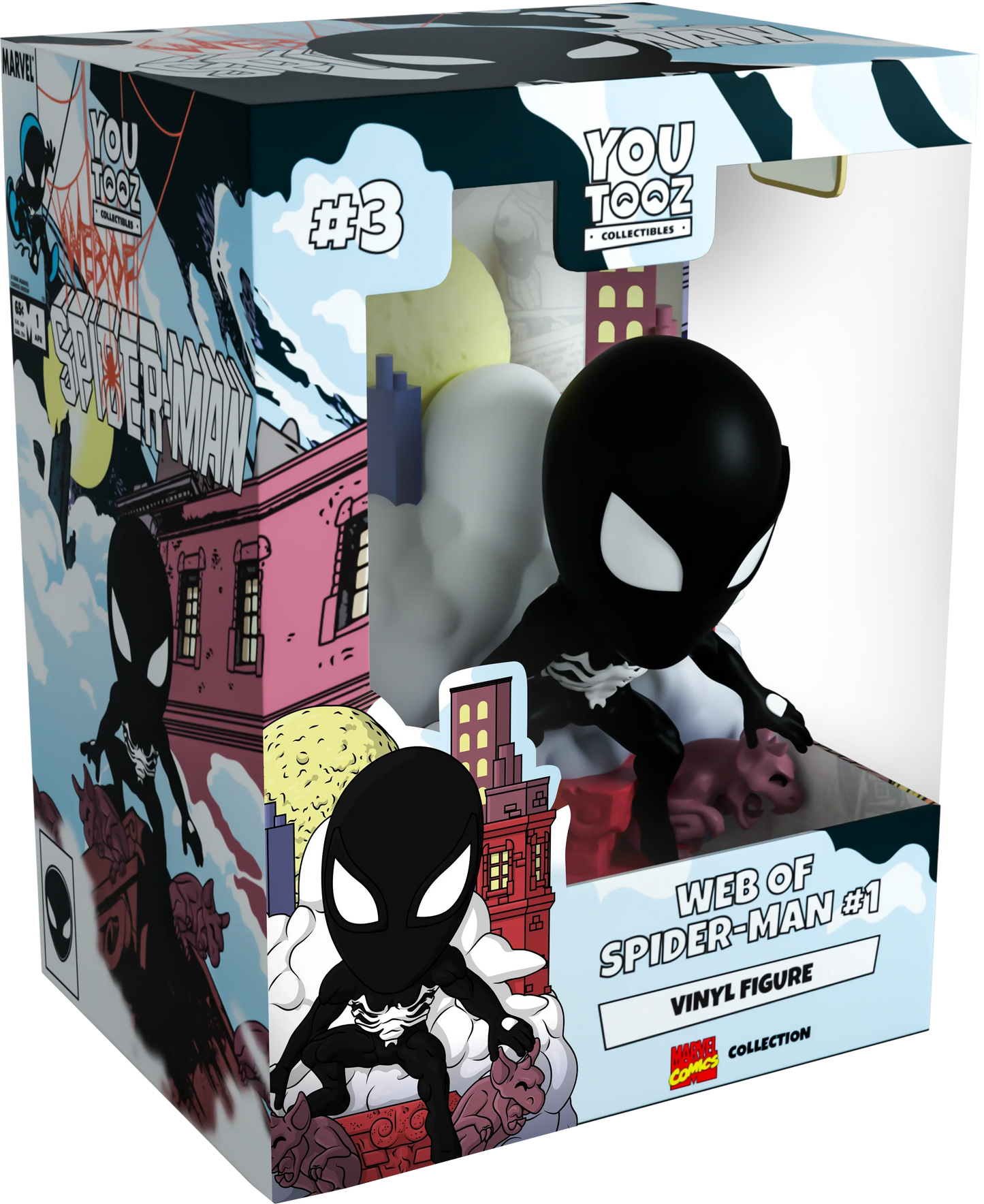 Boxed vinyl figure of Web of Spider-Man, by YouTooz, part of the Marvel Comic collection