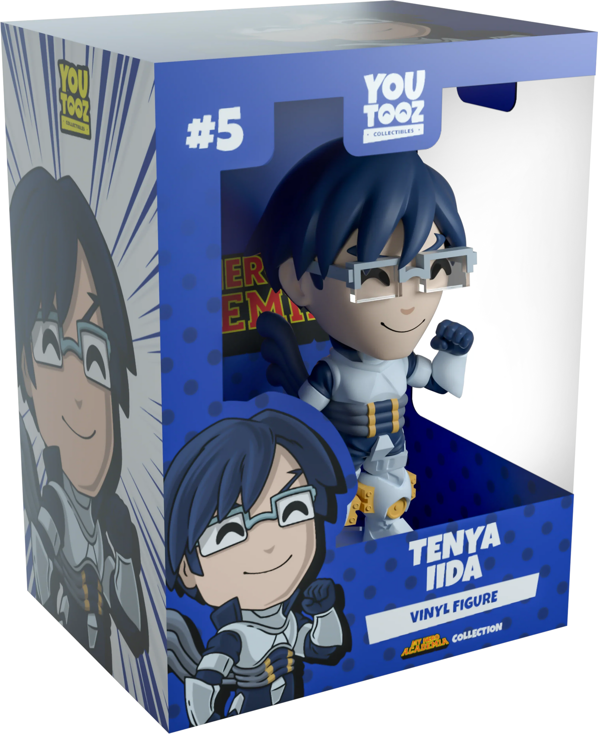 YouTooz Tenya Iida vinyl figure packaging with blue and white design