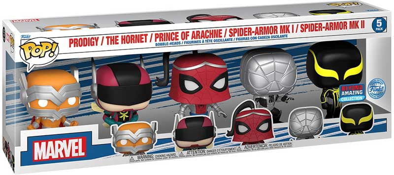 Boxed set of Marvel Pop! vinyl figures with various superhero characters.