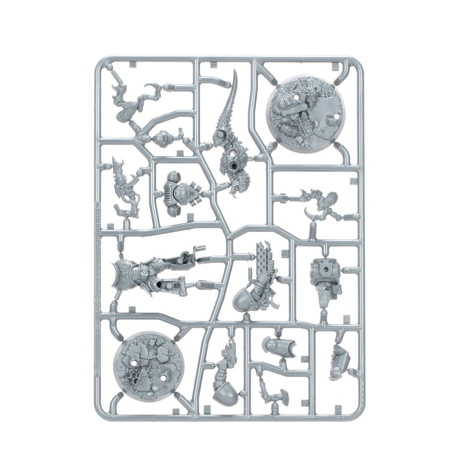 Plastic model parts on a white background