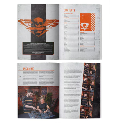 Open magazine showing a layout with text and images on two pages.