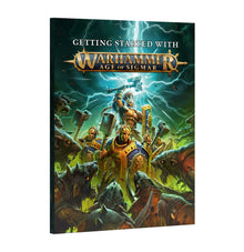 Book titled 'Getting Started with Warhammer Age of Sigmar' on a white background