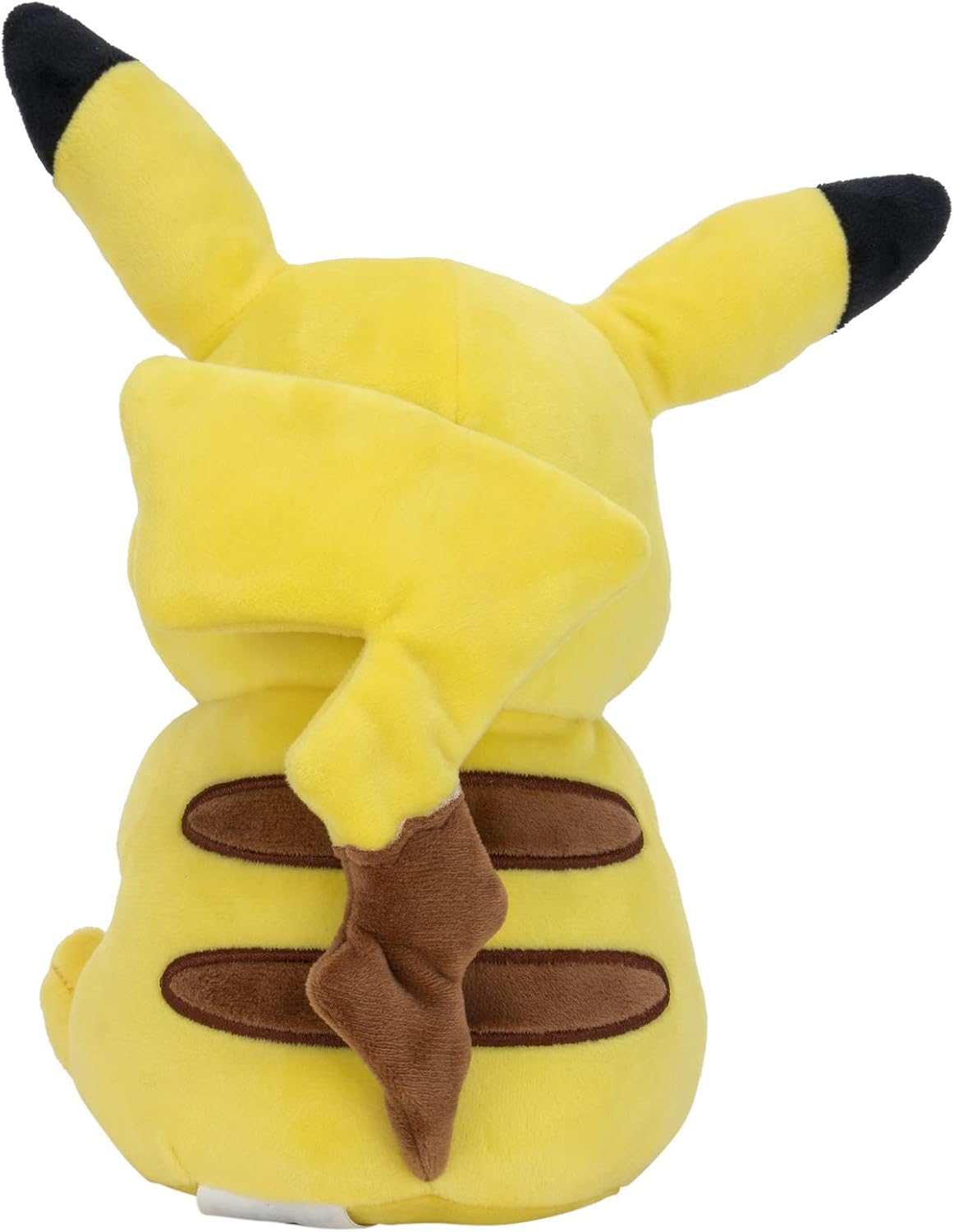 Plush toy resembling Pikachu on a white background