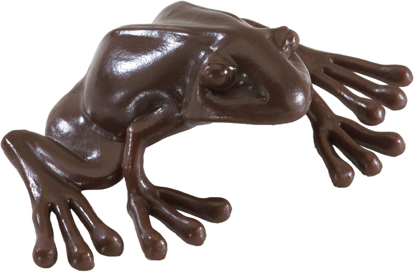 Brown frog figurine on a white background