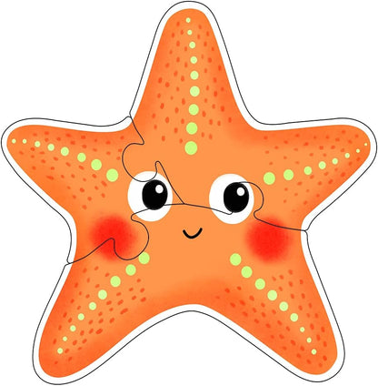 Cartoon starfish with a happy expression on a white background