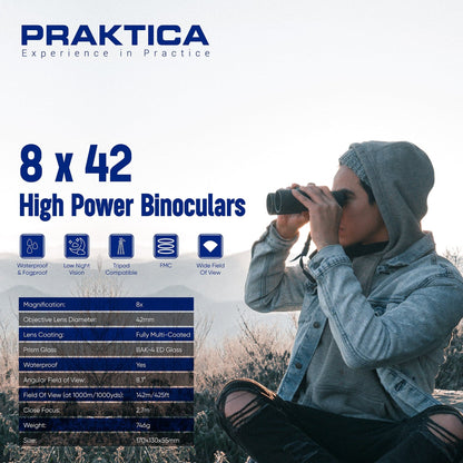 PRAKTICA Ambassador ED 8x42mm Binoculars - Green