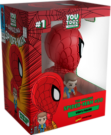 Boxed YouTooz vinyl figure of Spider-Man with and text on packaging