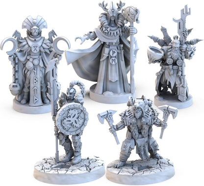 Collection of detailed miniature figurines on a white background