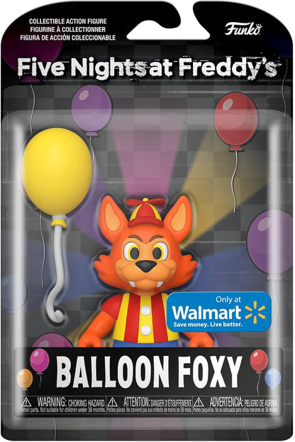 Funko collectible action figure packaging for Balloon Foxy from Five Nights at Freddy's, exclusive to Walmart.