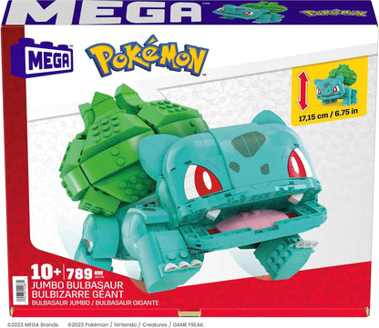 Mega Pokemon Bulbasaur toy packaging with green and blue design